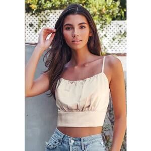Lulus Champagne Satin Cropped Top - S